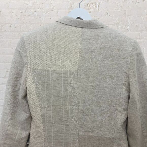 Vintage Express Linen Blazer XS Mixed Texture Beige Shoulder Pads USA 🌾✨ - Picture 5 of 16